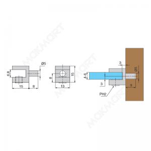 Полкодержатель для стекла 4-6мм, на бобышке, отделка черный никель