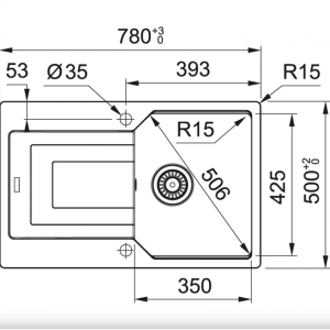 FRANKE 114.0595.333 Мойка UBG 611-78 сахара, 780х500мм, прямоуг., кварц., врезн.