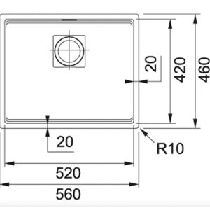 FRANKE 125.0700.384 Мойка KNG 110-52 оникс 560х460мм, квадр., кварц., подст.