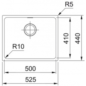 FRANKE 125.0443.353 Мойка SID 110-50 оникс, 525*440мм, квадр., Tectonite., подст.