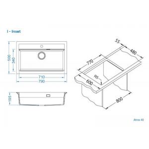 Мойка ALVEUS GRANITAL ATROX 40 BEIGE - G55 790x500 в комплекте с сифоном 1132823