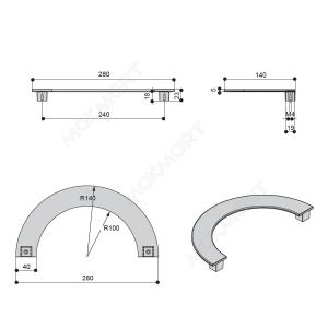 Ручка-скоба 240мм, отделка никель матовый