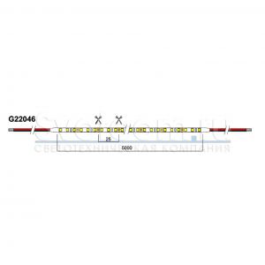 04.800.00.128 Лента G2, 2835 IP20  120LED/м NW 4500К 12В, 12Вт/м, 1100Лм/м  5м*5мм провод 2*0,35мм, L=25см с двух сторон