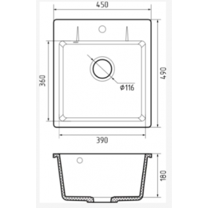 GRANFEST Мойка URBAN 245  1-чаша 420*490мм серый арт.GF-UR-245 серый