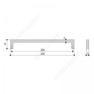 Ручка-скоба 224мм, отделка золото шлифованное