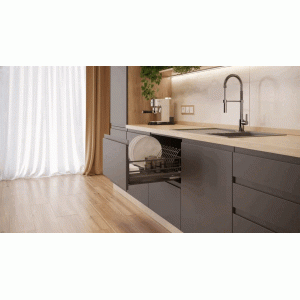 Сушилка выкатная для посуды в нижнюю базу GTV MOVIX PRO, 600 мм с креплением фасада, с поддоном, без