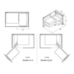 S-3001-UB-A Волшебный угол Starax Unique Box 2-х.ярусный, шир. 450 (860-965х530х530 мм), левый, антр