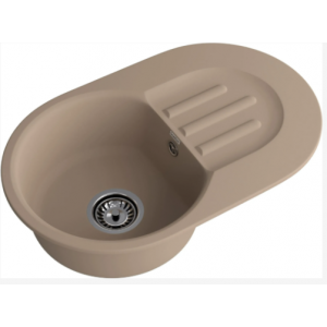 685L SMART GF песочный Мойка  685L 1 чаша+крыло 680*430мм песочный, овал., мрамор, врезн.
