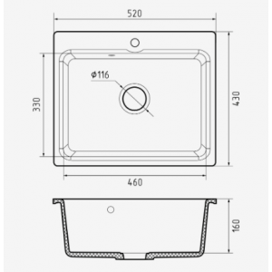 GRANFEST Мойка SMART 520 1-чаша 520*430мм бел арт.GF-SM-520 белый