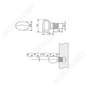 EA34.NI-BL Полкодержатель с резинкой, отделка никель/черный