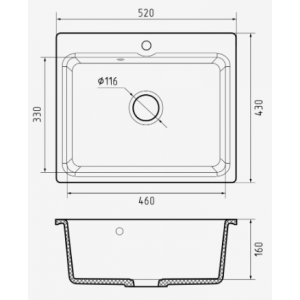GRANFEST Мойка SMART 520 1-чаша 520*430мм черн арт.GF-SM-520 черный