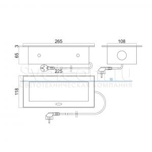 11.800.02.046 Блок розеток выдв. гориз корп. черный 2розетки+ USB c быстр.зарядк