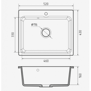 GRANFEST Мойка SMART 520 1-чаша 520*430мм песок арт.GF-SM-520 пес