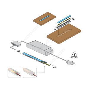 Профиль 2206 для LED подсветки врезной, L=3000 мм, отделка орион серый (анодировка)