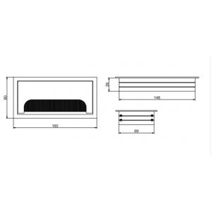Пропуск кабеля прямоугольный DOCKER, 80x160 mm алюминий