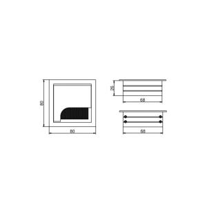 Пропуск кабеля квадратный DOCKER, 80x80 mm алюминий черный