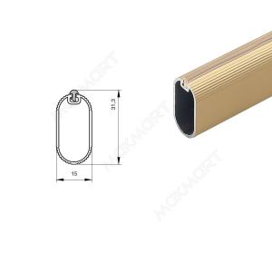 Штанга для одежды 15х30 под демпфер, L=3000мм, отделка золото (анодировка)