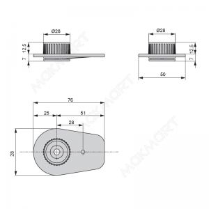 Ножка врезная усиленная, с пластиковым подпятником