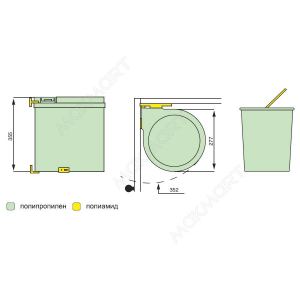 Ведро для мусора (13л), пластик белый