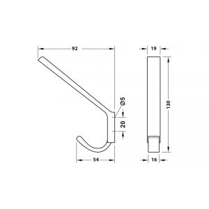 Крючок мебельный 236 двухрожковый черный матовый C236Z.002BL