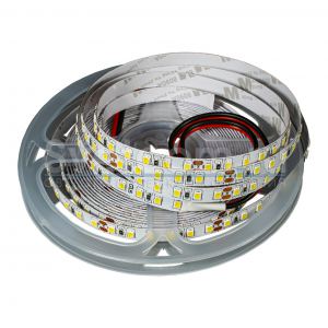 04.800.00.099 Лента G2 2835, IP20, 120LED/м, 4500K, 24В 12Вт/м,1300Лм/м,  CRI>90, 5м*8мм провод 2*0,35мм, l=25см с двух сторон