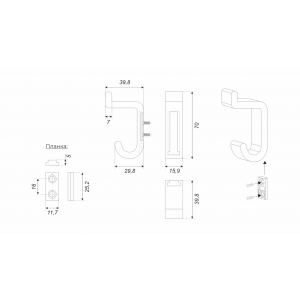 Мебельный крючок DUO K202SC.14  Сатиновый хром