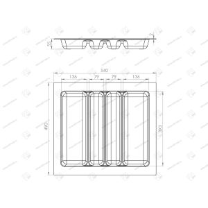 Лоток для столовых приборов Starax в базу шир. 600 (540x490x55 мм), белый Лоток для столовых приборов Starax в базу шир. 600 (540x490x55 мм), белый