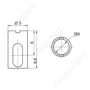 GN150.5 Бочонок для стяжки конической d.5мм, h.9,6мм, M4, для 12мм ДСП, отделка цинк