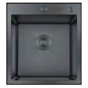 Hoffger 4550 Black (Чёрная), 450*500*210мм, Мойка квадр., нерж., врезн.