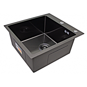 Hoffger 4550 Black (Чёрная), 450*500*210мм, Мойка квадр., нерж., врезн.
