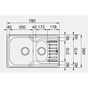 FRANKE 101.0192.922 Мойка POLAR PXN 651-78 780*490мм, нерж, 2-чаш., нерж., врезн.
