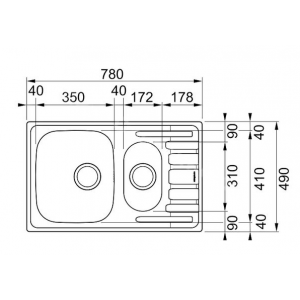 FRANKE 101.0192.956 Мойка Scala 60-78 780*490мм, нерж, 2-чаш., нерж., врезн.