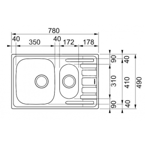 FRANKE 101.0192.957 Мойка Scala 60 L 780*490мм, нерж, 2-чаш., нерж., декор, врезн.