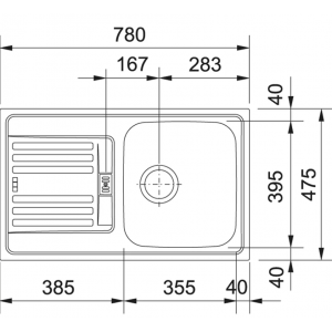 FRANKE 101.0017.705 Мойка EFN 614-78, 780*475мм , прямоуг., нерж., врезн.