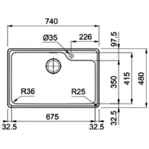 FRANKE 101.0689.946 Мойка BCX 610-74 TL, 740*480мм , прямоуг., нерж., универс.