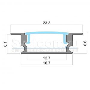 17.800.00.445 Профиль врезной 2507W Черный крашеный + диффузор молочный, 4 заглушки 17.800.00.445 Профиль врезной 2507W Черный крашеный + диффузор молочный, 4 заглушки