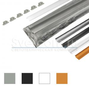 19.143.39.788  Профиль 2507  Врезной Черный + диффузор матовый , L 3м, 6 заглушек черный