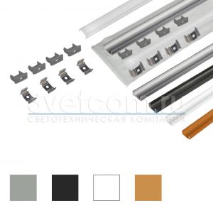 17.800.00.444  НАКЛАДНОЙ БЕЛЫЙ Профиль  1506W-диф.полумат 4 клипсы, 4 заглушки с отверстием