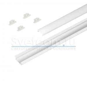  Комплект Ал.профиль врезной  белый краш., диффузор молочный, 4 заглушки с отверстием белые