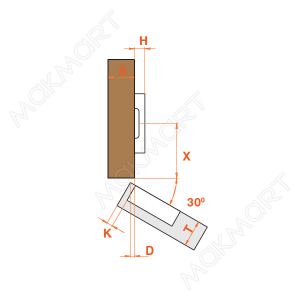 Петля 30" угловая с доводчиком