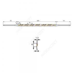 Лента светодиодная SMD2835, 120 LED/м, 9,6Вт/м,12В, 500Лм./м 5000х8 мм, IP 20, 6000-6500К (холодный