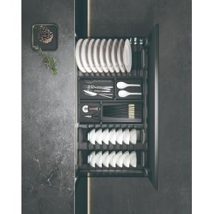 Корзина для посуды выдвижная в ниж. базу под навесной фасад п/в с доводчиком 600мм S101B.600GL