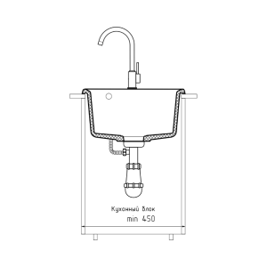 GF-LV--420 кашемир 420*480, GRANFEST Мойка квадр., мрамор, врезн.