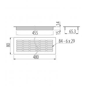 Решетка вентиляционная 480х80 мм.алюминий