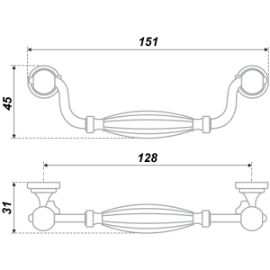 RS083AB.5/128 (Ручка мебельная)(15)старинная латунь